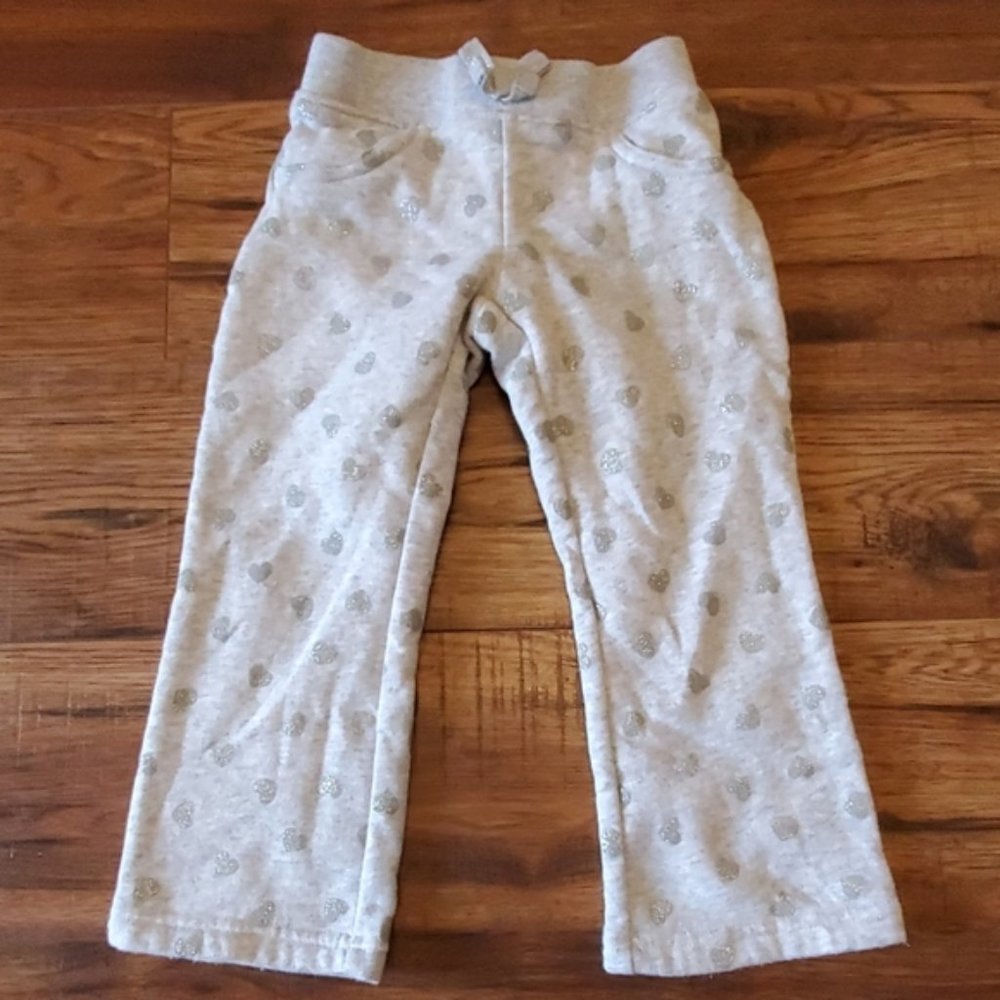 Jumping Beans grey glittered heart pants 6X